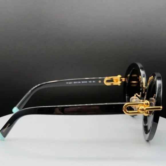 Tiffany & Co TF 4201 8001/S4 Black Round Sunglasses Grey Lens 50 24 140 SCRATCH - Picture 15 of 16